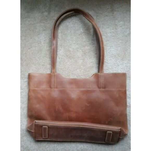 S-ZONE Genuine Leather Tote Shoulder Bag Women Handbag Distressed Light Brown